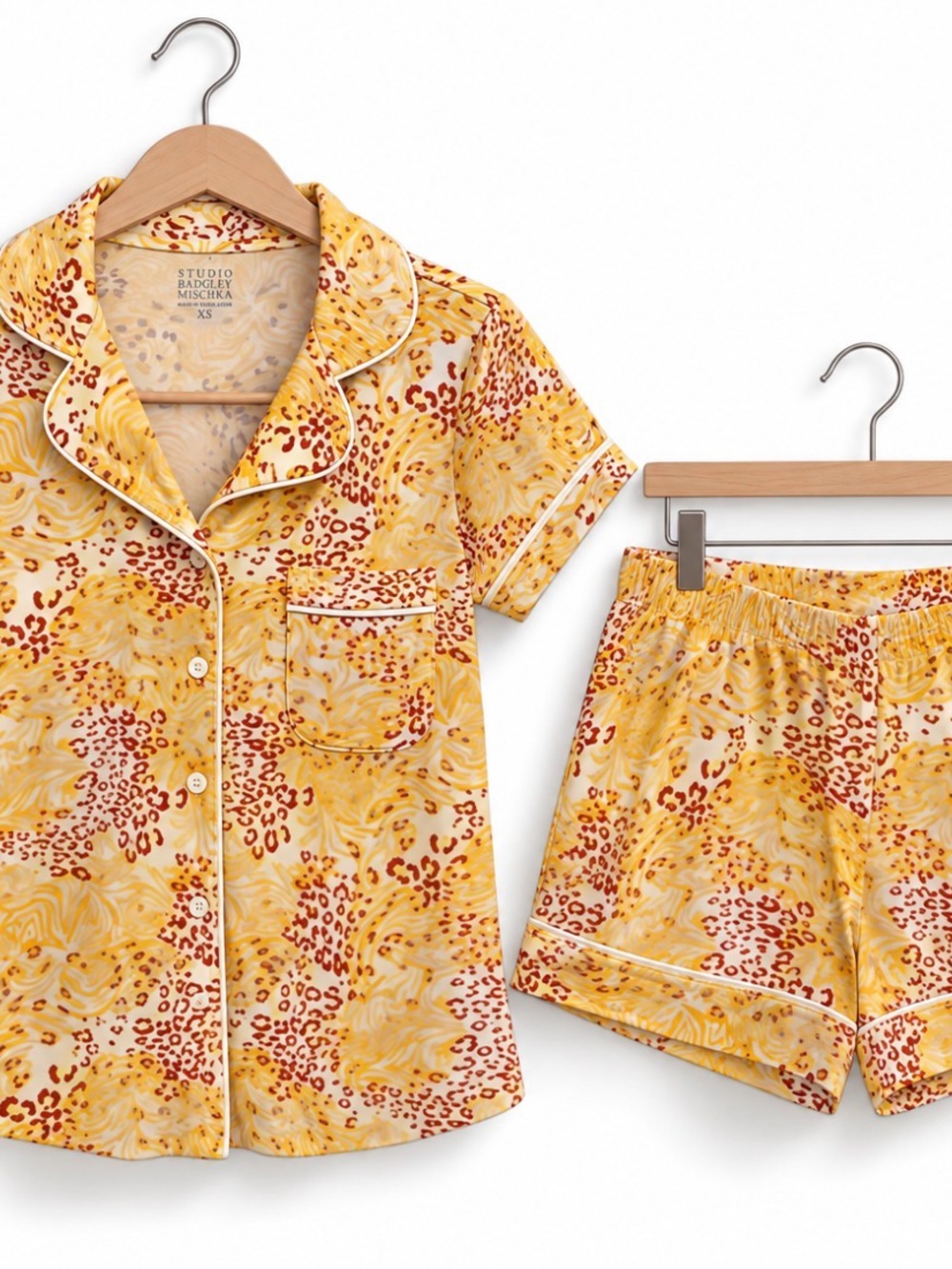 Badgley Mischka Yellow & Rust Swirl Kids Pajama Set